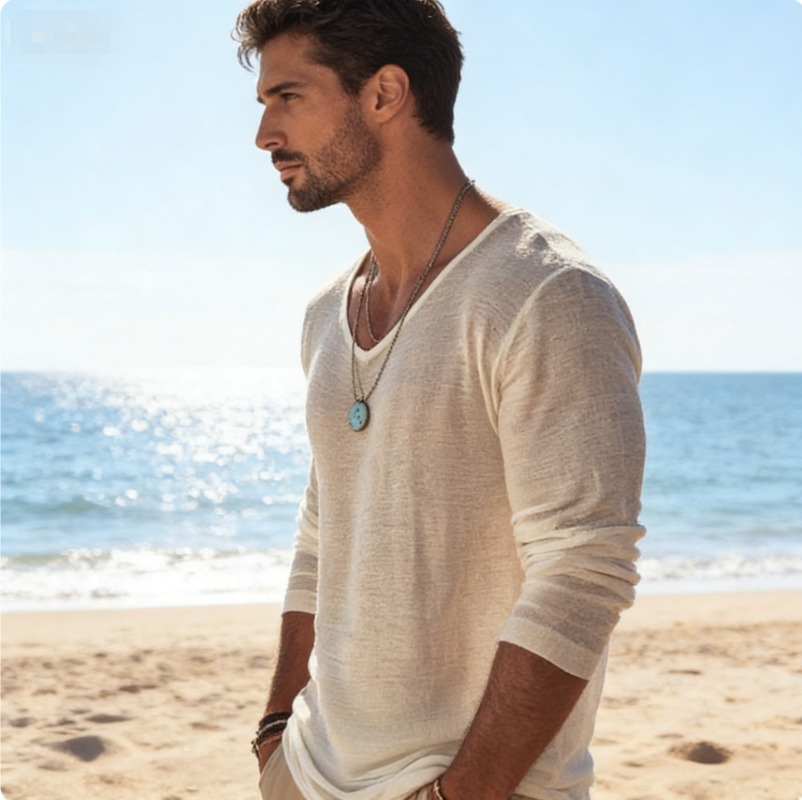 Casual T-shirt voor heren met  - Linen Shirt Breathable recensie en prijs